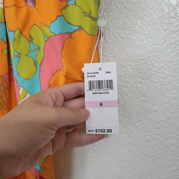 Trina Turk Playa De Flor Flutter Sleeve Maillot One Piece‎ Multicolor Swimsuit - Picture 7 of 13